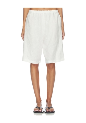 Enza Costa Linen Bermuda Short in White. Size 0. Also in 1, 2, 3, 4.