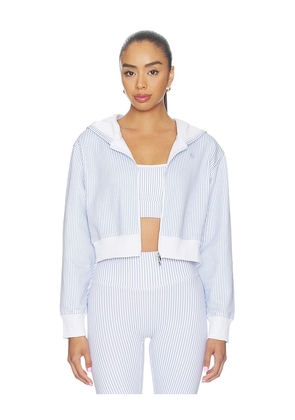 Astoria Cropped Zip Hoodie Jacket in Baby Blue. Size XS. Also in M, S.