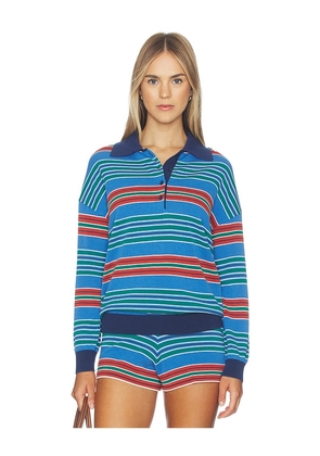 FAITHFULL Harlow Oversized Polo in Blue. Size S. Also in XS, M, L, XL.