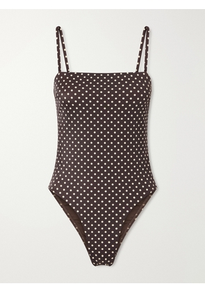 Matteau - Petite Square Polka-dot Recycled Swimsuit - Brown - 1,2,3,4,5