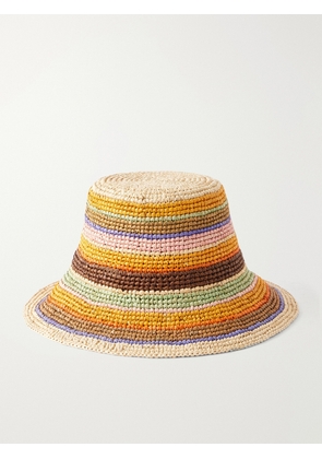 Zimmermann - Striped Raffia Bucket Hat - Orange - S/M,M/L