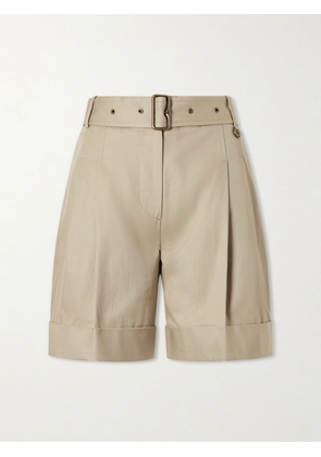 Burberry - Belted Cotton-gabardine Shorts - Neutrals - UK 4,UK 6,UK 8,UK 10,UK 12,UK 14,UK 16