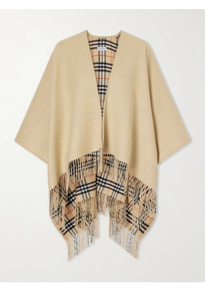 Burberry - Fringed Wool Cape - Neutrals - One size