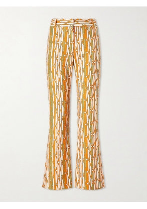 La DoubleJ - Printed Stretch-cotton Mid-rise Flared Pants - Pink - IT36,IT38,IT40,IT42,IT44,IT46,IT48,IT50