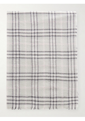 Burberry - Checked Wool-blend Scarf - Gray - One size