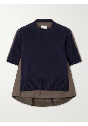 Sacai - Layered Shell-trimmed Cotton And Cashmere-blend Sweater - Multi - 1,2,3,4