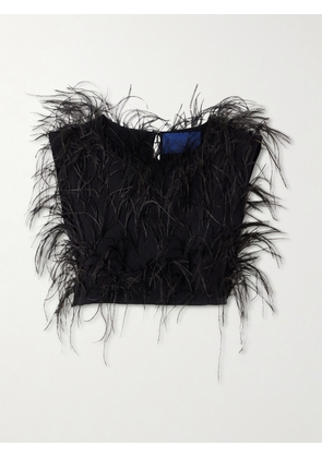 Sharon Wauchob - Cato Feather-trimmed Silk Tank - Black - FR 34,FR 36,FR 38,FR 40,FR 42,FR 44