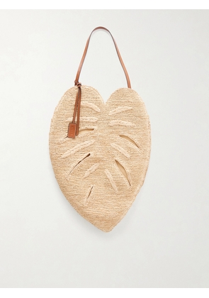 STAUD - Palm Leather-trimmed Raffia Tote - Neutrals - One size
