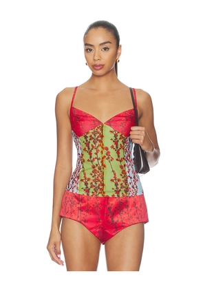 Muma World Sakura Mixed Rega Cami in Red,Green. Size S. Also in XS, M, L.