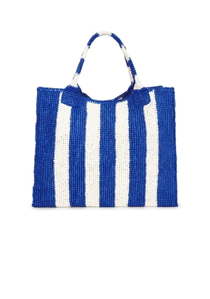 Loeffler Randall Sol Crochet Raffia Tote Bag in Blue.