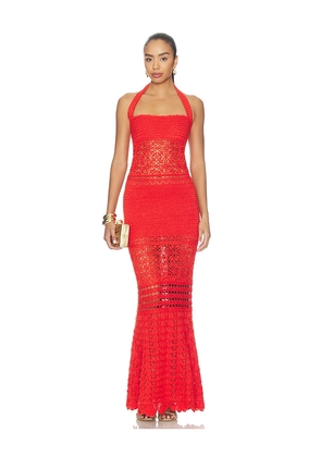 retrofete Peggie Crochet Dress in Red. Size XS. Also in L, M, S, XL.