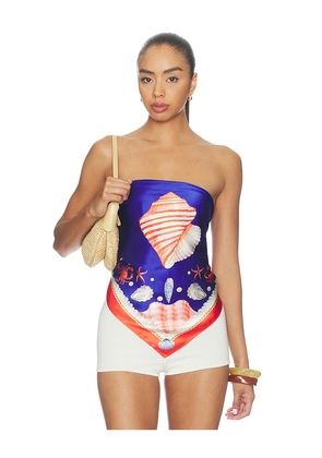 retrofete Alivia Silk Top in Blue,Red. Size XS/S. Also in M/L.
