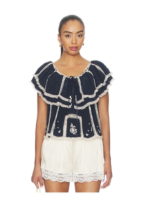RIXO Mirabella Top in Navy. Size XXS. Also in XS, S, M, L, XL.