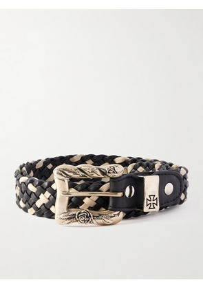 Enfants Riches Déprimés - 3cm Logo-Engraved Braided Leather Belt - Men - Black - EU 80