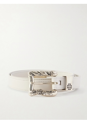 Enfants Riches Déprimés - 2cm Logo-Engraved Leather Belt - Men - White - EU 95