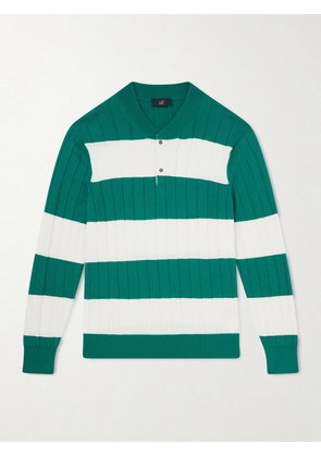 Dunhill - Striped Cashmere and Silk-Blend Polo Shirt - Men - Green - S