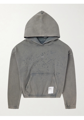 Satisfy - Logo-Print Distressed Cotton-Jersey Hoodie - Men - Gray - XS
