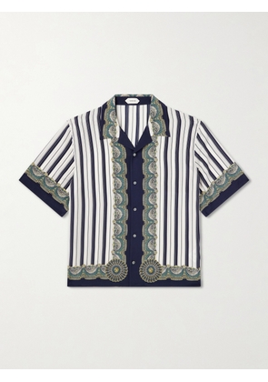 Versace - Striped Silk-Crepe de Chine Shirt - Men - Blue - IT 46
