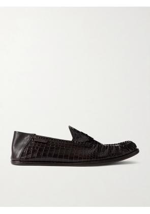 TOM FORD - Sebastian Croc-Effect Leather Loafers - Men - Brown - EU 40