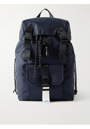 A.P.C. - Logo-Print Rip-Stop Shell Backpack - Men - Blue