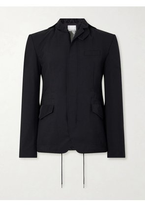 Sacai - Grain De Poudre and Shell Hooded Blazer - Men - Black - 1