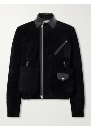 Sacai - Leather-Trimmed Suede Jacket - Men - Black - 1