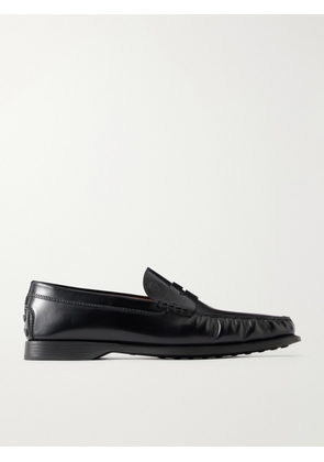 Tod's - Logo-Debossed Gathered Leather Loafers - Men - Black - UK 7
