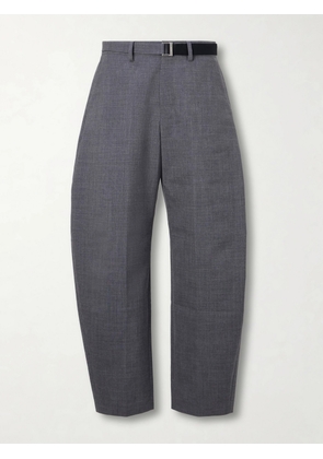 Sacai - Barrel-Leg Belted Woven Trousers - Men - Gray - 1