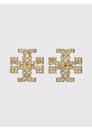 TORY BURCH Icon Brass Earrings with Set Rhinestones