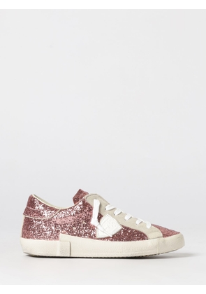PHILIPPE MODEL Low-Top Sneakers in Leather and Fabric with Glitter and Embroidery