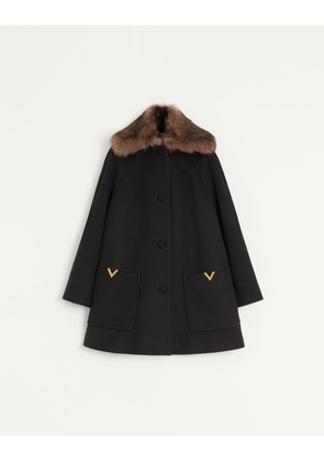 Valentino Wool Drap Coat Woman BLACK 38