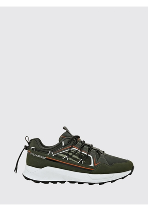Plein Sport Striped Mesh Low-Top Sneakers with Drawstring Closure and Logo