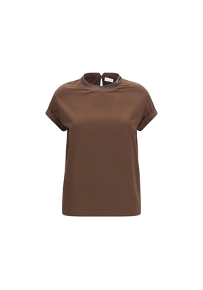 Brunello Cucinelli Brown Elastane T-Shirt - L