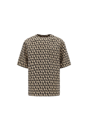 Valentino Garavani Brown Silk T-Shirt - S