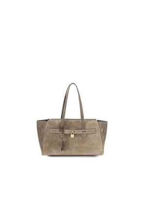 Brunello Cucinelli Beige Suede Leather Shoulder Bag