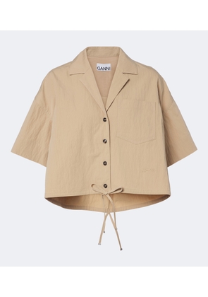 Ganni Cropped cotton-blend shirt