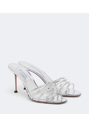 Aquazzura Sensation Crystal metallic leather mules