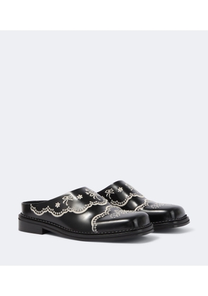 Simone Rocha Embroidered floral leather mules