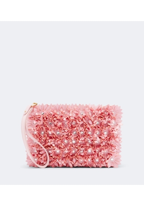 Valentino Garavani Floral-applique satin pouch