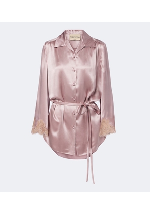 Valentino Lace-trimmed silk satin shirt