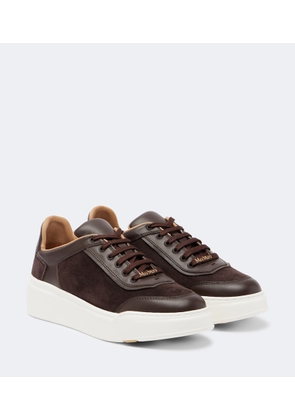 Max Mara Leather-trimmed suede platform sneakers