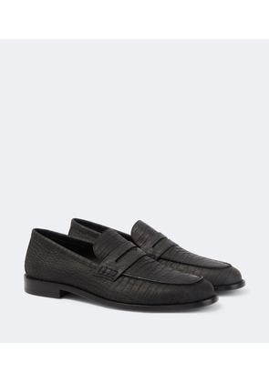 Manolo Blahnik Croc-effect leather penny loafers
