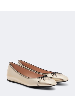 Valentino Garavani VLogo embroidered metallic leather ballet flats