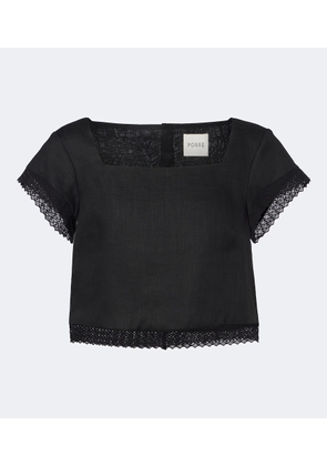 Posse Alfie cropped embroidered linen top