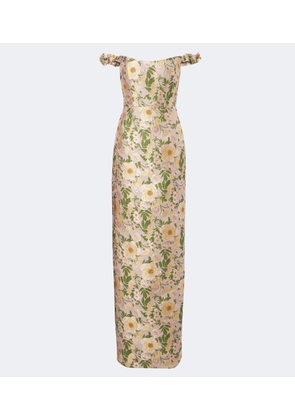 Markarian Off-shoulder floral brocade gown