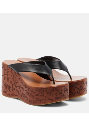 Chloe Leather wedge thong sandals