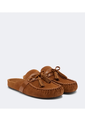Isabel Marant Malvin leather-trimmed suede mules