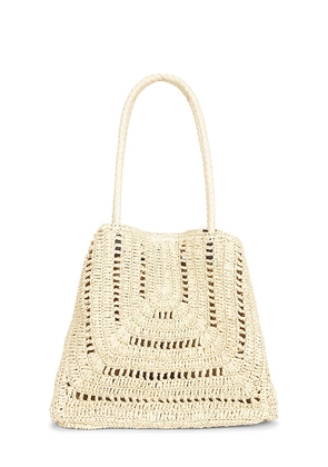 Madewell Large Eyelet Raffia Tote in Neutral.
