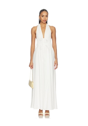 MORE TO COME Alohi Halter Maxi Dress in White. Size XXS. Also in XS, S, M, L, XL.