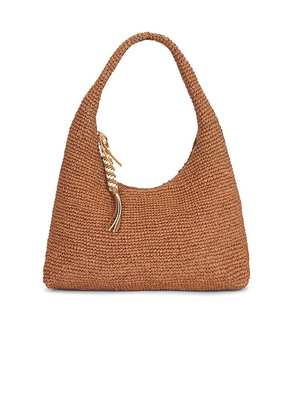 Loeffler Randall Willow Crochet Raffia Shoulder Bag in Brown.